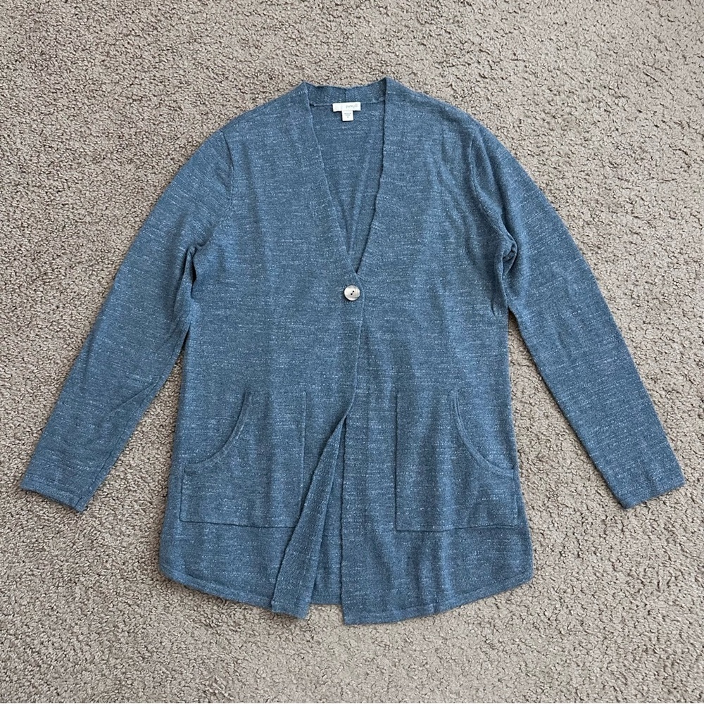 J Jill Pure Jill Button Front Knit Cardigan Blue Womens S